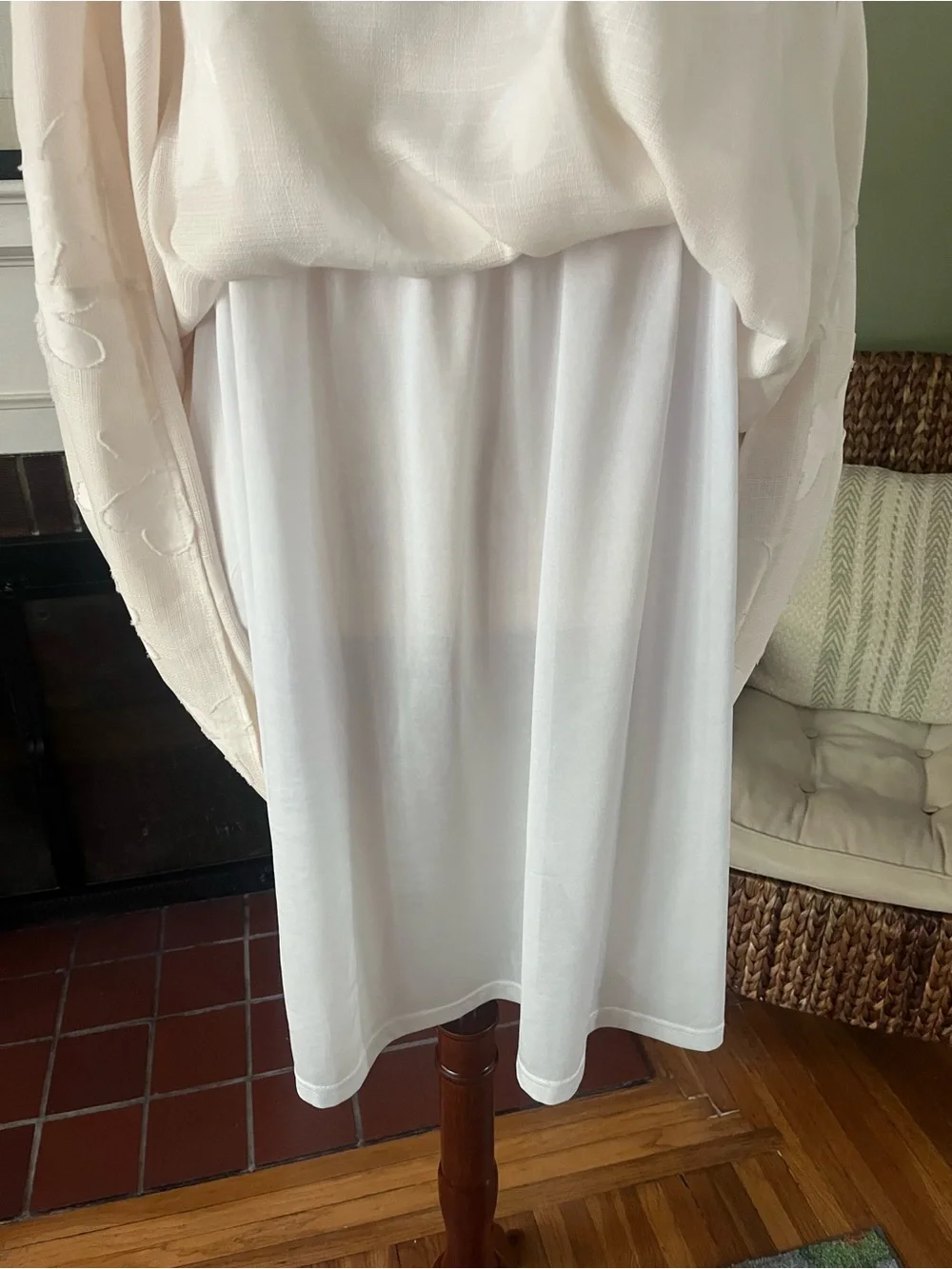 Polagram Ivory Floral Appliqué Empire-Waist Dress | Size 3XL